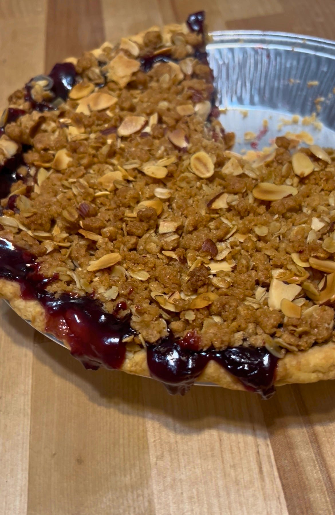Cherry Almond Crumble Pie