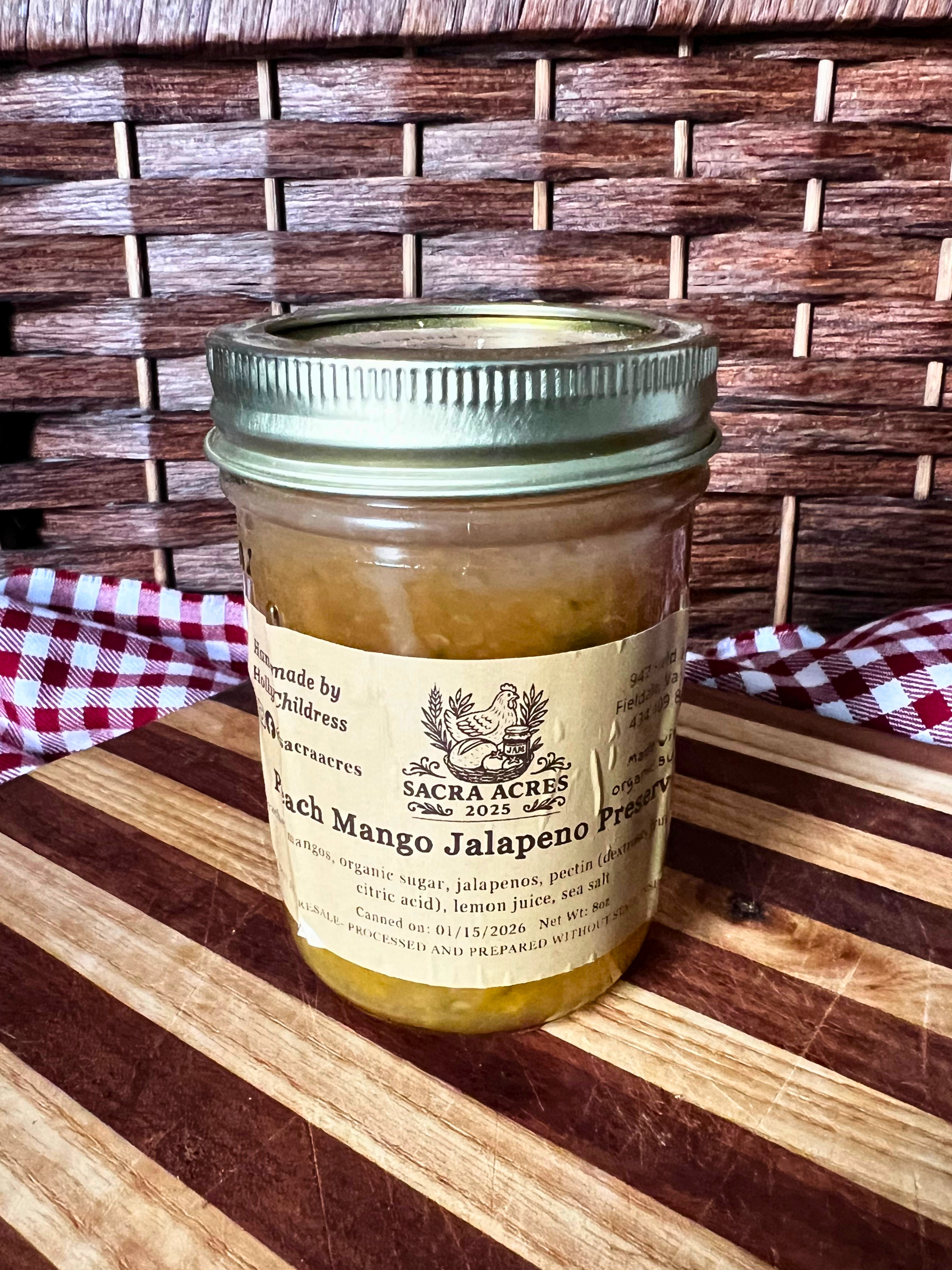 Peach Mango Jalapeño Preserves, Lightly Sweetened